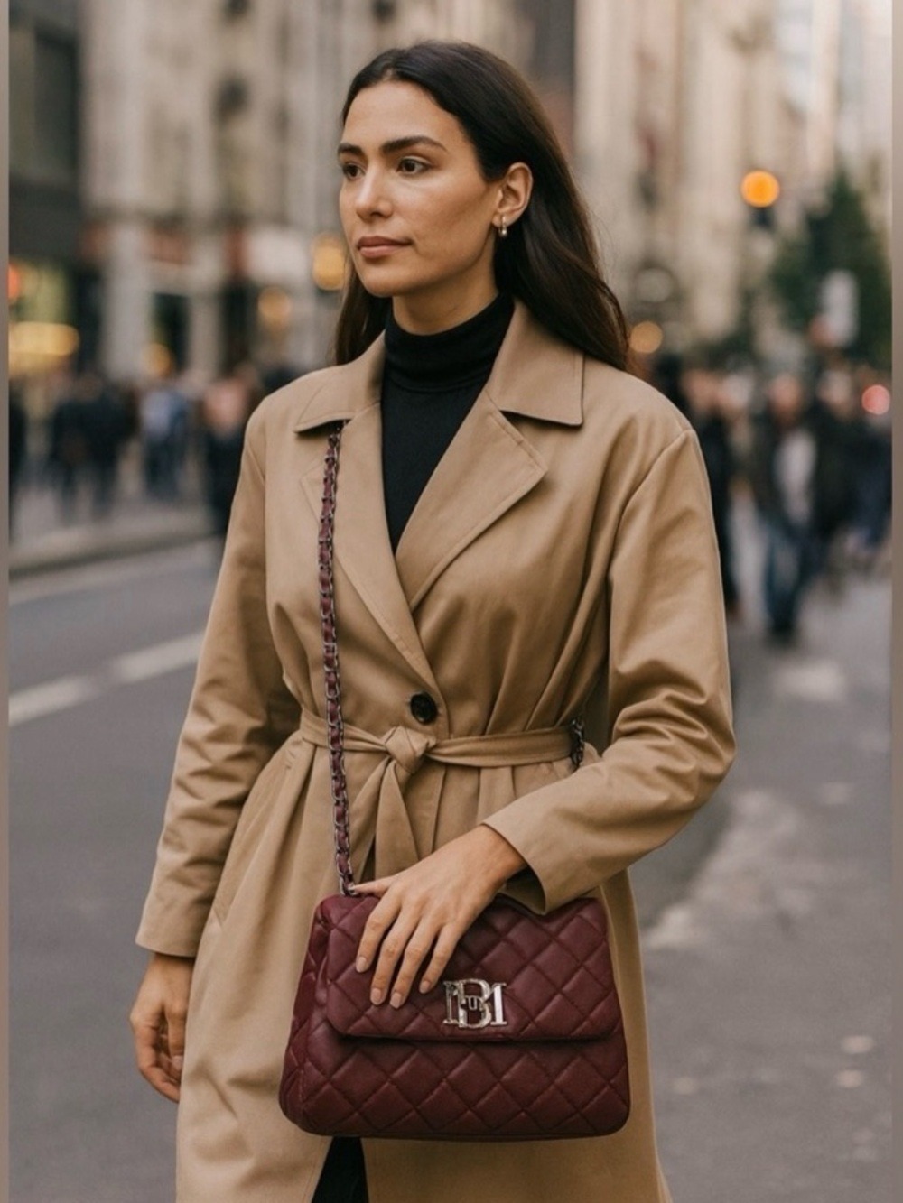 Badgley Mischka quilted vegan leather crossbody bag.